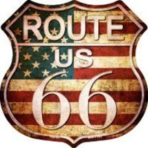 Route 66 American Vintage Highway Shield Novelty Metal Magnet - £11.94 GBP