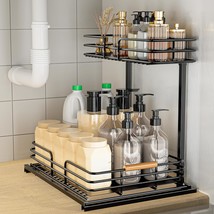 , 2-Tier Bathroom Kitchen Cabinet Organizers And Storage,Pull Out Under Sink Sto - £53.93 GBP