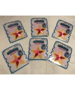 NIP Lot of 6 Stars Embroidered Sticky Patches REUSABLE peel &amp; stick pink... - £12.80 GBP