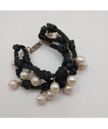 STERLING SILVER PEARL  KNOTTED CORD BRACELET - $1,287.48 MXN
