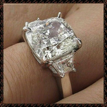 Cushion Cut 3.50Ct Three Simulated Diamond Engagement Ring 14K White Gol... - £196.09 GBP
