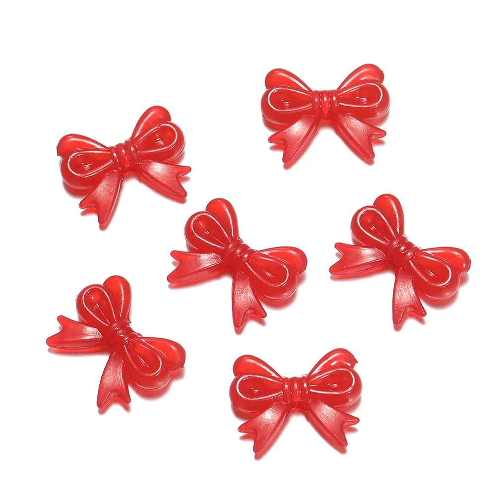 30Pcs/Lot 14x18mm Bowknot Transparent Bow Spacer Beads Earrings Making -Red - $1.72