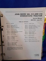 John Deere 300 312 316 Hydrostatic Tractor Service Manual SM-2104 - JUNE, 1977 - £51.11 GBP