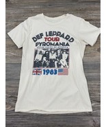 2019 DEF LEPPARD Pyromania Tour T-Shirt Women&#39;s Small Beige Graphic Prin... - £9.49 GBP