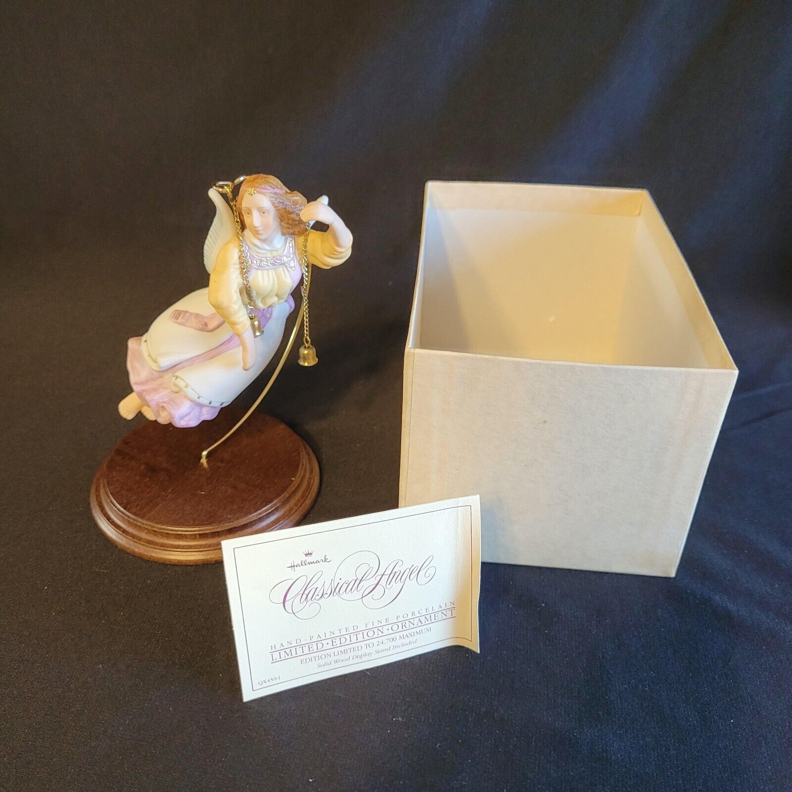 Primary image for Vintage 1984 Hallmark Keepsake Ornament Porcelain Classical Angel With Stand