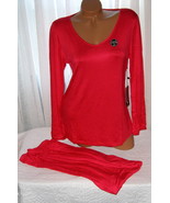 Stretch Plus Size Pajama Set Long Sleeve Long Pants 1X Red - £23.31 GBP