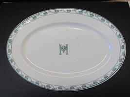 Antique H&amp;M Railroad Stoneware Platter Green Border O.P. Co Syracuse Chi... - $75.46 CAD