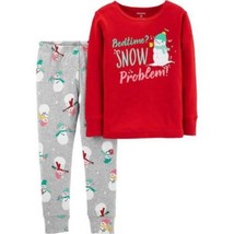 Girls Pajamas Christmas Carters Red Gray 2 Pc Top &amp; Pants Toddler-size 1... - £11.87 GBP