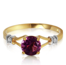 0.92 Carat 14K Solid Gold Purple Amethyst Gemstone Ring w/ Diamonds Size 5-11 - £301.85 GBP