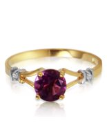 0.92 Carat 14K Solid Gold Purple Amethyst Gemstone Ring w/ Diamonds Size... - $377.62