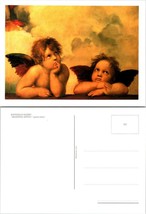 Italy Raffaello Sanzio &quot;Madonna Sistina&quot; Art Painting Angels Vintage Postcard - £7.34 GBP