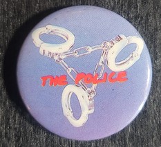 THE POLICE VINTAGE 1980s PINBACK 1.25&quot; ROUND PIN  BUTTON HANDCUFFS STING... - $7.85