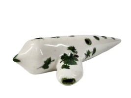 Ocarina Instrument Ceramic Porcelain Green Leaf Decorated Marked w/ 6 or 9 Vtg - £89.57 GBP