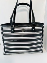 TOMMY HILFIGER Large Womens Tote Purse Pocketbook HandBag Black Gray Str... - $69.95