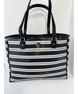 TOMMY HILFIGER Large Womens Tote Purse Pocketbook HandBag Black Gray Str... - $69.95