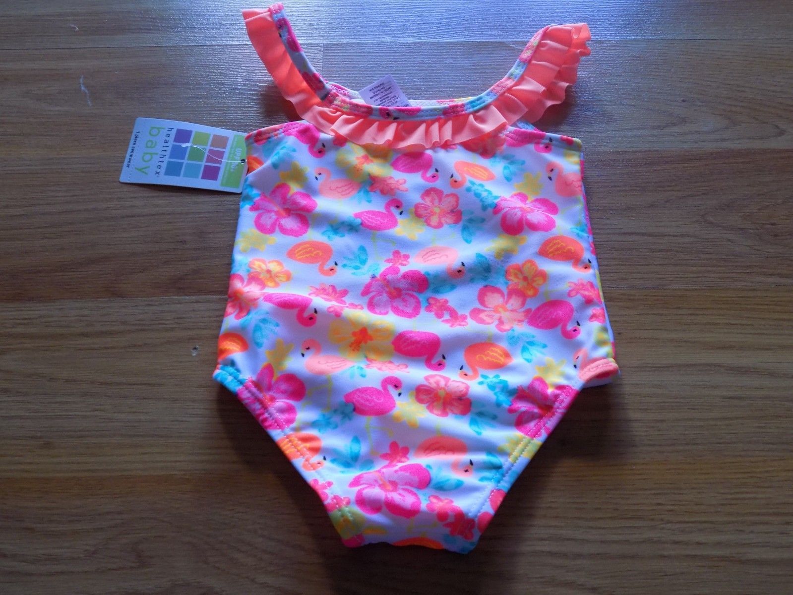 Size 0-3 Months Healthtex Peach Smoothie Flamingo Swimsuit Swim Suit One-Piece - $14.00