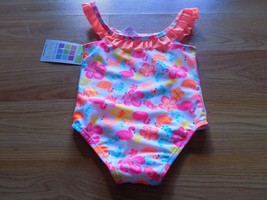 Size 0-3 Months Healthtex Peach Smoothie Flamingo Swimsuit Swim Suit One-Piece - £11.19 GBP