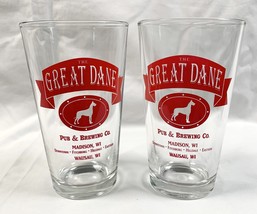 2 New Great Dane Pub &amp; Brewing Co Beer Pint Glasses Wisconsin Beer - $27.67