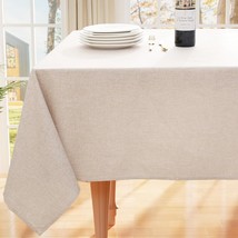 Rectangle Faux Linen Table Cloth Waterproof Wipeable Fabric Tablecloth Washable  - £59.57 GBP