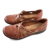 Clarks Brown Leather Mary Janes Comfort Shoes Hook Loop Womens 9 M - $29.53