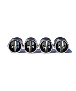 Punisher Police Blue Line Valve Stem Caps - Chrome Surface - Set of Four - £9.37 GBP