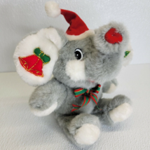 Rare Vintage Cuddle Wit Christmas Elephant Stuffed Animal Plush Red Green Cute - £9.24 GBP