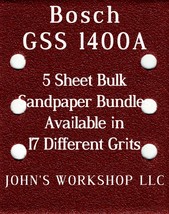 Bosch GSS 1400A - 1/4 Sheet - 17 Grits - No-Slip - 5 Sandpaper Bulk Bundles - $4.99