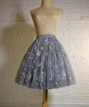 Gray A-line Midi Tulle Skirt Outfit Plus Size Tulle Ballerina Skirt Outfit image 7