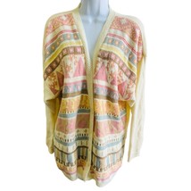 Norton McNaughton Aztec Cardigan L 90s Cream Knit Grandpa Sweater VTG bu... - $32.29