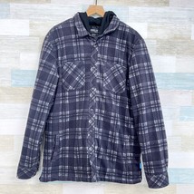 O&#39;Neill Super Fleece Insulated Shirt Jacket Gray Plaid Hooded Winter Men... - £35.56 GBP