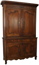 Antique French Country Cabinet, Oak, Inlaid Flowers, 1790, 4-Doors, 2-Drawer - £6,935.07 GBP