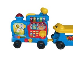 VTech Sit-to-Stand Alphabet Train Ride-On Toy with Blocks Letters Sounds image 3