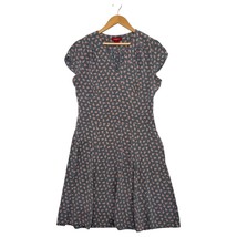 Sundance Dress Womens 14 Blue Pink Floral Silk Fit Flare V Neck Boho Fes... - $24.74