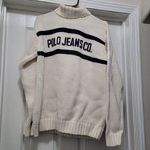 Vintage Polo Jeans Co Ralph Lauren Knit Raised Spell Out Cream Sweater Mens L - £156.59 GBP