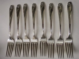 1847 vintage ROGERS DAFFODIL SILVERPLATE flatware 8 DINNER FORKS shiny - $64.30