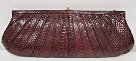 KOTUR Dark Red Sleek Fan Pleated Ayers Snake Clutch - $159.99
