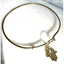 925 STERLING SILVER VERMEIL AND ENAMEL HAMSA CHARM BRACELET SKY - $36.04