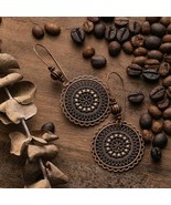 Bohemian Vintage Dangel Earrings For Women Female Ethnic Round Hollow Ne... - $12.99