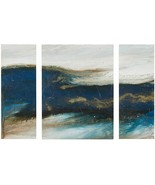 INK+IVY Rolling Waves Wall Art 3 Pieces Gel Coated Canvas, Blue - £78.76 GBP