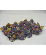 Vintage Handmade Napkin Rings Set of 8 Blue Grey w Rust Colored Bouquet #17 - €21,10 EUR