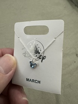 Disney Parks Mickey Mouse Aquamarine March Faux Birthstone Necklace Silver Color image 9