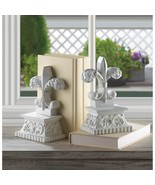 Fleur-De-Lis Distressed White Bookends - $36.43