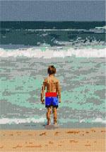 Pepita Needlepoint Canvas: Boy at Beach, 7&quot; x 10&quot; - $50.00+