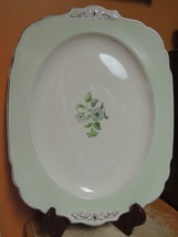 Antique W.H Grindley Ivory 16&quot; Platter serving green &amp; silver 737544 Eng... - $24.74