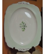 Antique W.H Grindley Ivory 16" Platter serving green & silver 737544 England - $24.74