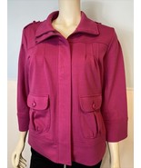 Halogen Hot Pink Knit Zip Front Long Sleeve Jacket Size L - €16,37 EUR
