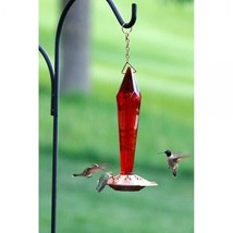 Hummingbird Feeder Faceted Ruby Glass Red NEW blown glass nectar bottle - £42.23 GBP