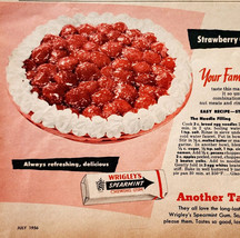 1956 Wrigley&#39;s Chewing Gum Advertisement Strawberry Noodle Pie Recipe DWQQ2 - $372.61 MXN