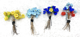 76 Antique Glass Flower Head On Wire Red Yellow Blues 1/4 Inch - $44.55