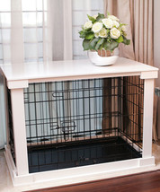 Indoor Dog Crate Wood Pet Kennel Wooden Side End Table Wire Cage Cover W... - $258.88